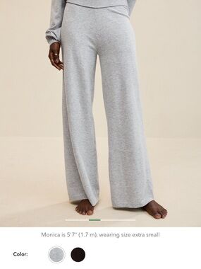aerie Light Gray Wide-Leg Knit Pants